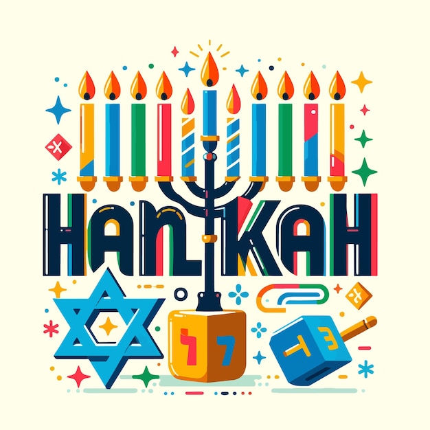 Vector flat hanukkah illustration background