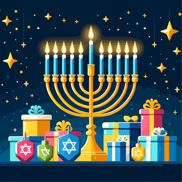 Flat Hanukkah illustration background