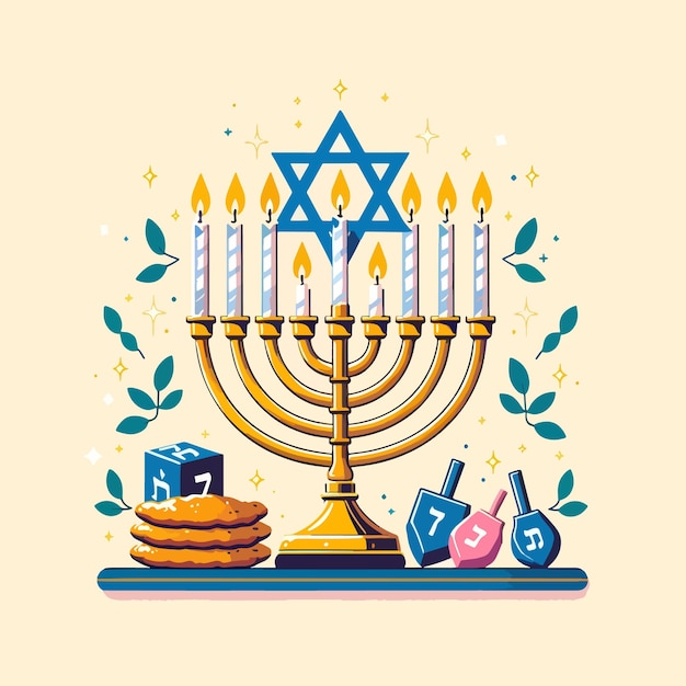 Flat Hanukkah illustration background