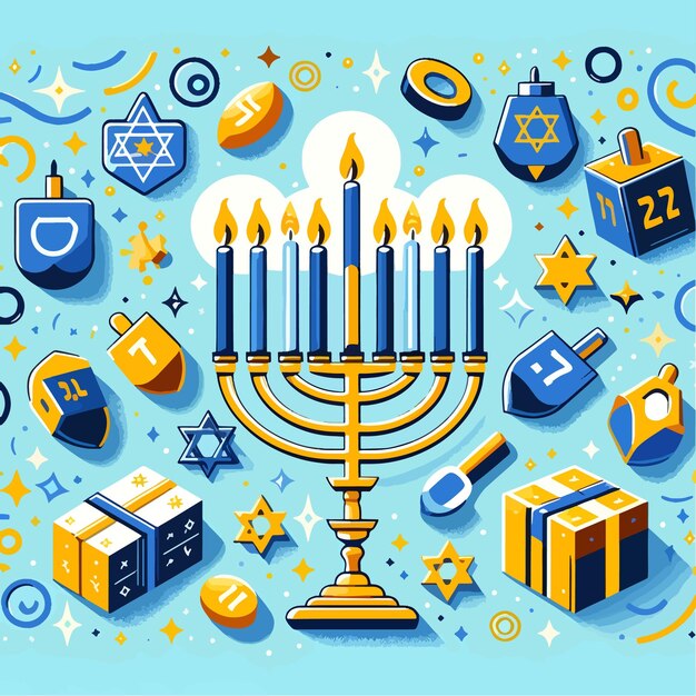 Vector flat hanukkah illustration background