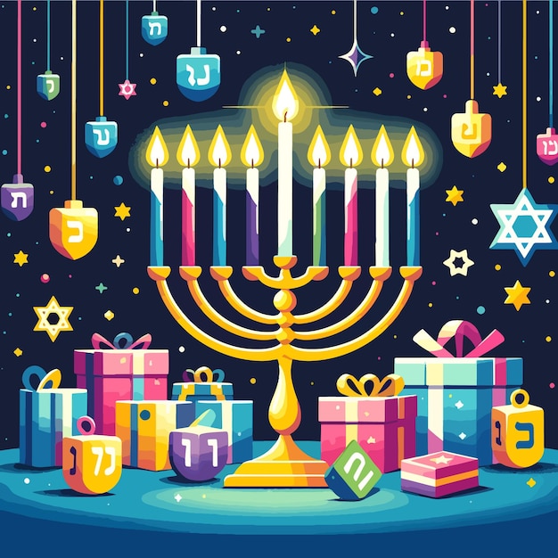 Flat Hanukkah illustration background