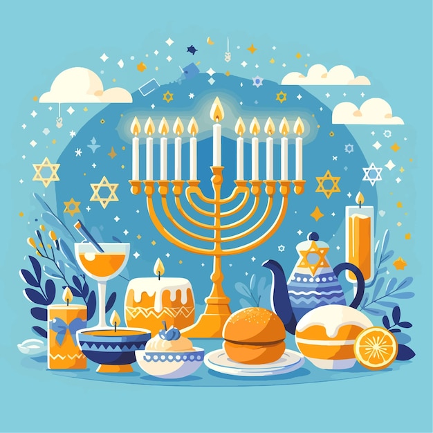 Flat Hanukkah illustration background