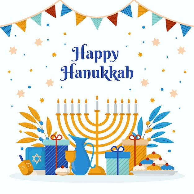 Flat hanukkah illustration