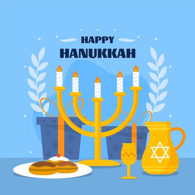 Flat hanukkah illustration