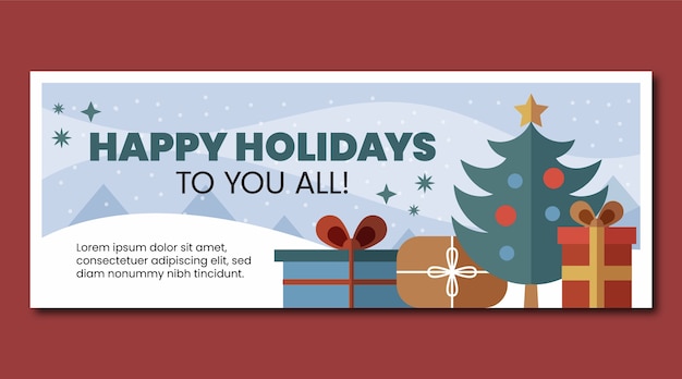 Flat happy holidays horizontal banner