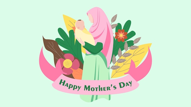 Flat Happy mother day Illustration