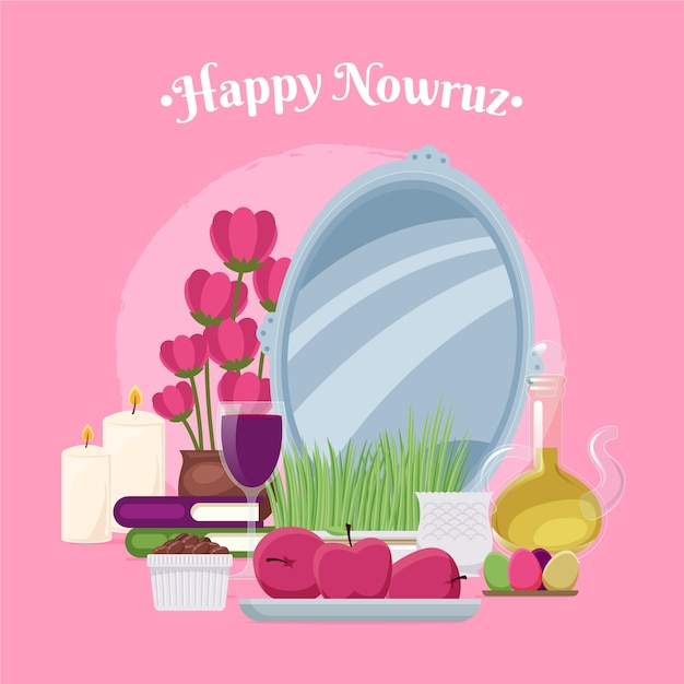 Flat happy nowruz illustration