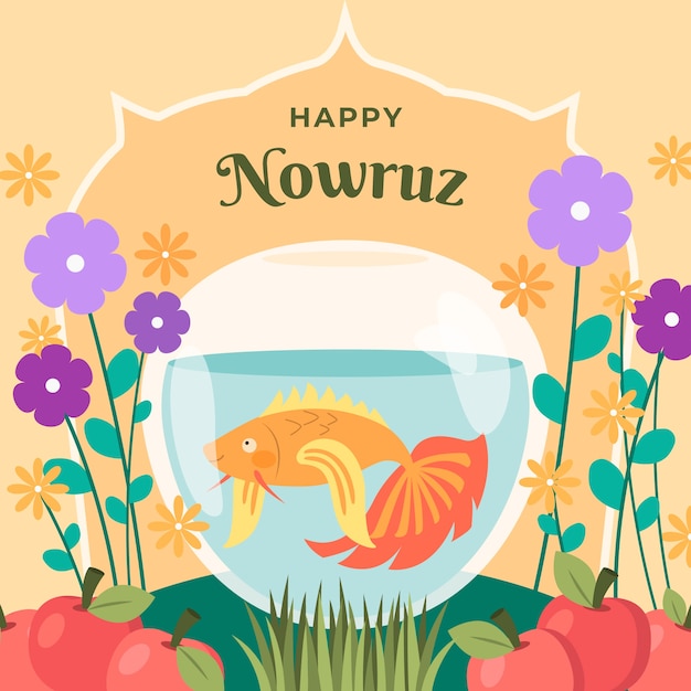 Flat happy nowruz illustration