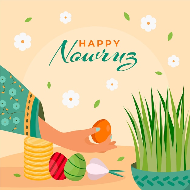 Flat happy nowruz illustration