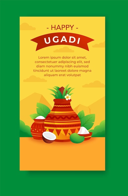 Vector flat happy ugadi for social media stories