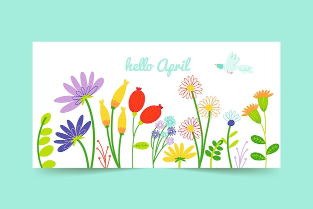 Flat hello april background