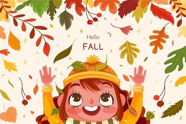 Vector flat hello fall background