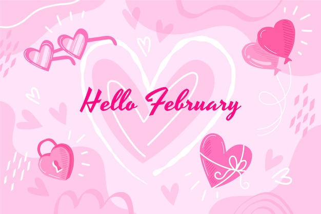 Flat hello february background