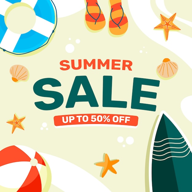 Flat hello summer sale banner