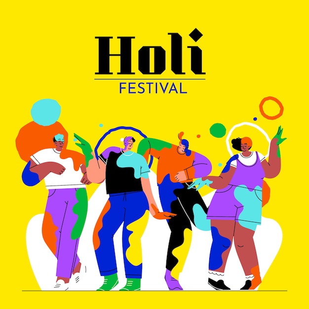 Vector flat holi festival celebration illustration