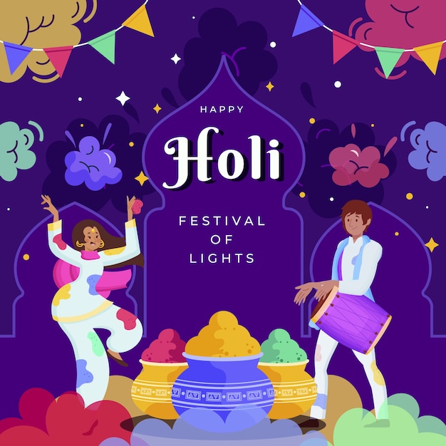 Flat holi illustration