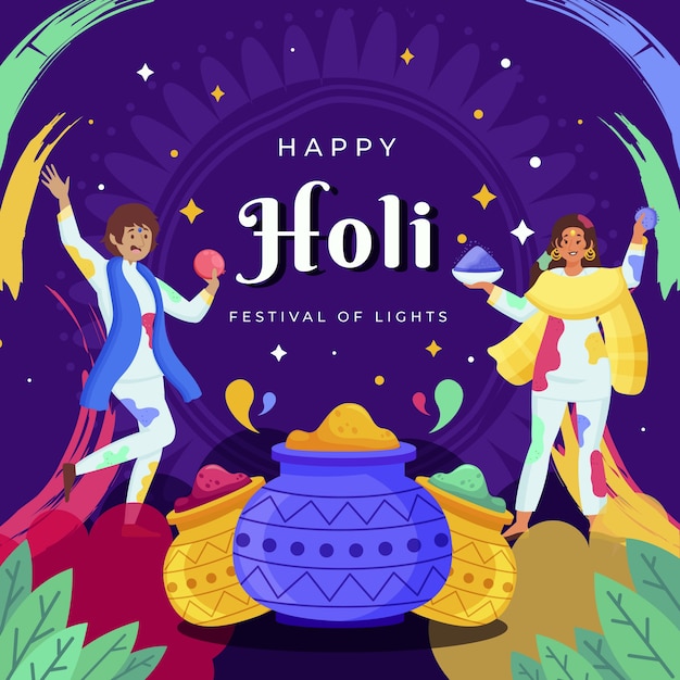 Flat holi illustration