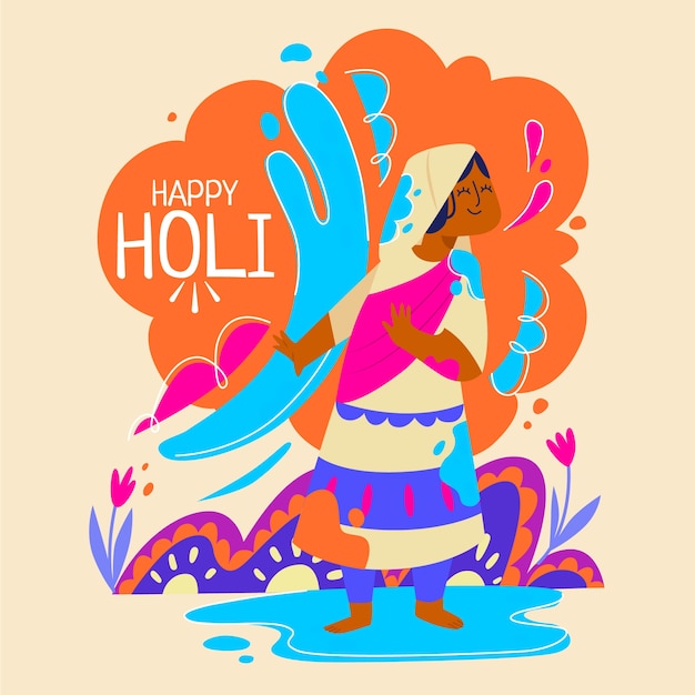 Vector flat holi illustration