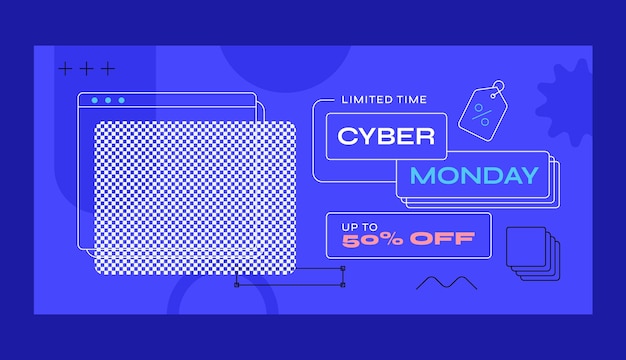 Flat horizontal banner template for cyber monday sales