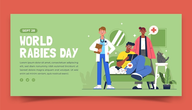 Flat horizontal banner template for world rabies day