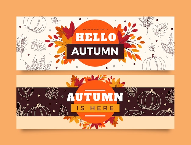 Flat horizontal banners collection for autumn celebration