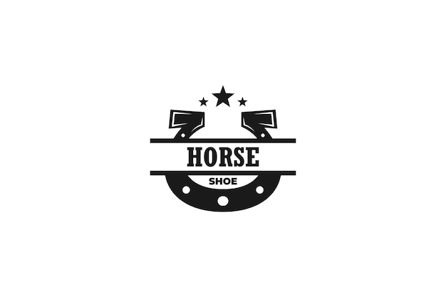 Flat horse shoe logo design template illustration