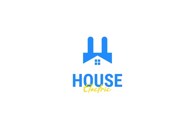 Flat house and plug logo design vector template illustration