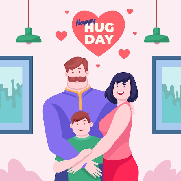 Flat hug day illustration