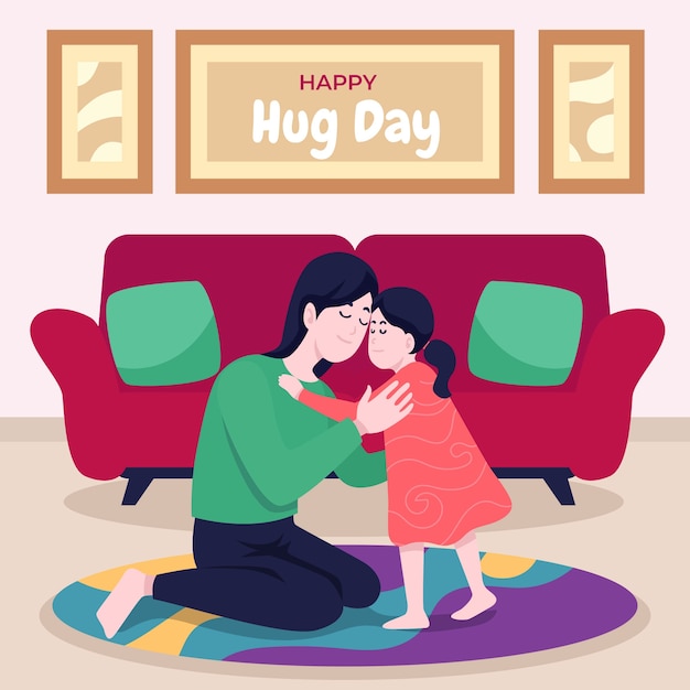 Flat hug day illustration