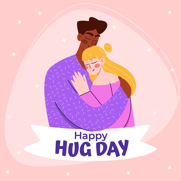 Flat hug day illustration