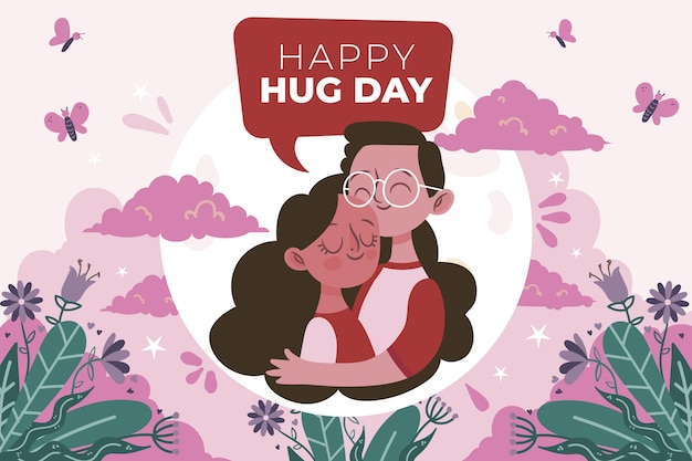 Flat hug day illustration