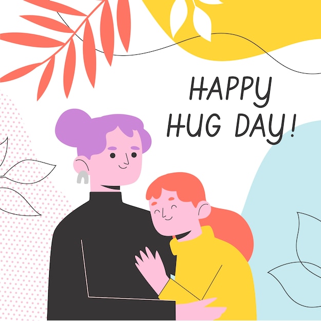 Flat hug day illustration