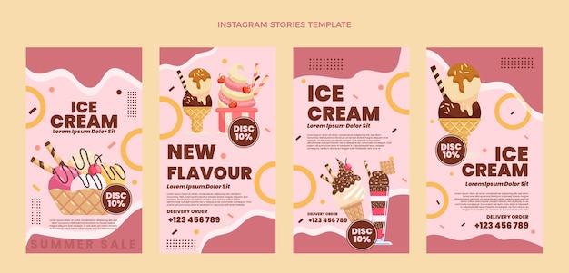 Flat ice cream instagram stories