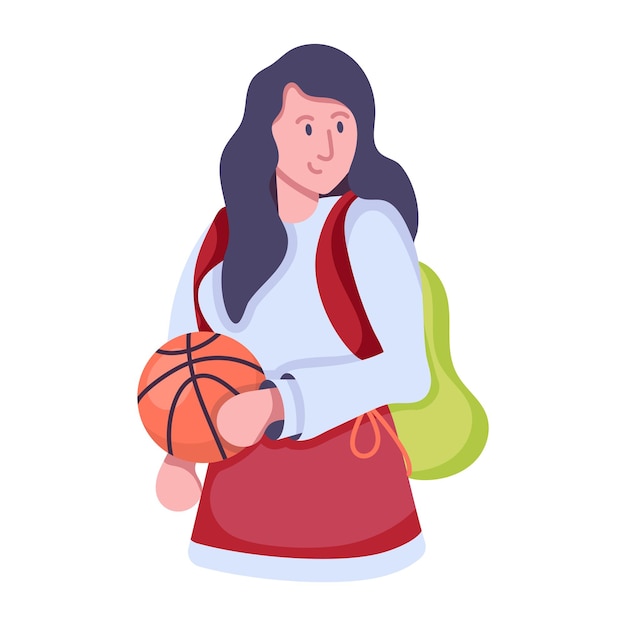 Flat icon of basketball girl