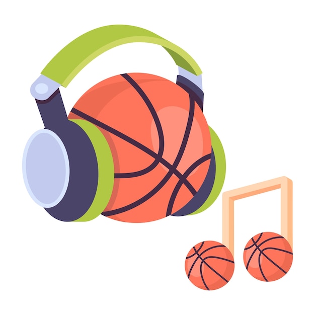 Flat icon of basketball podcast