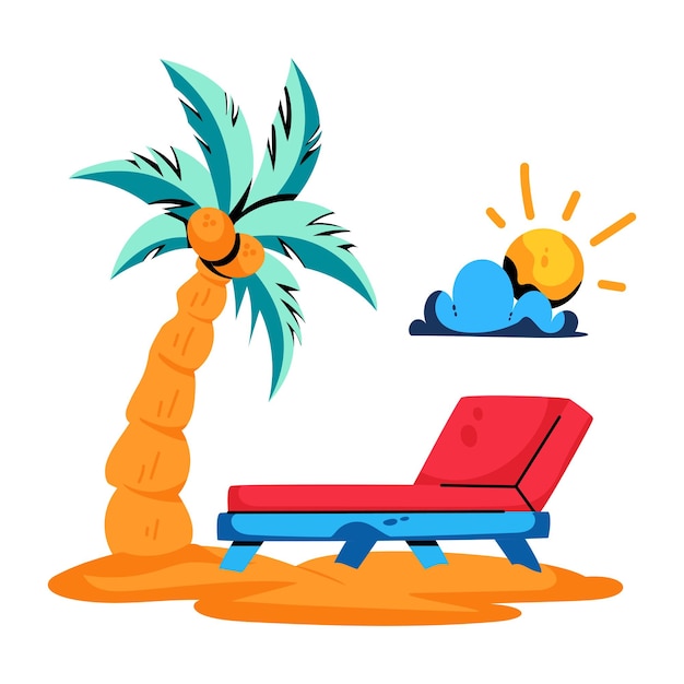 Flat icon of beach chaise