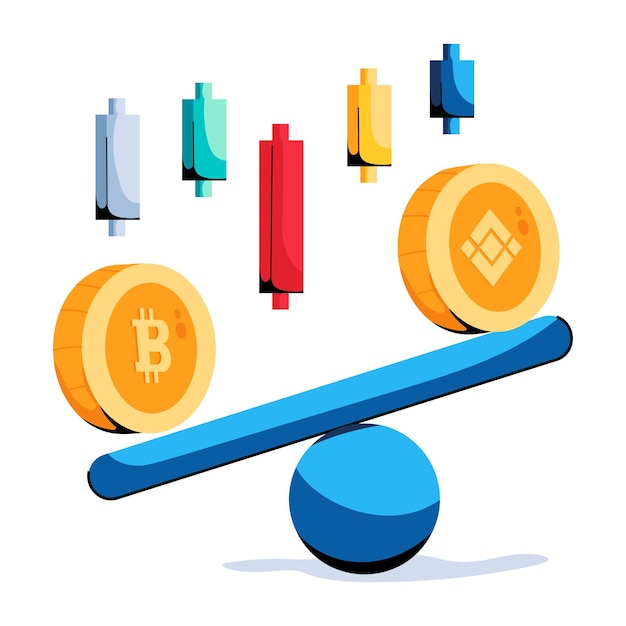 A flat icon of cryptocurrency comparison