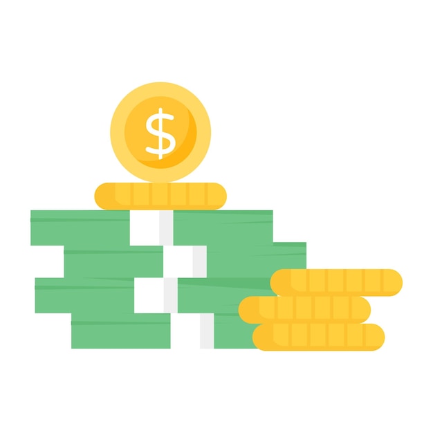 Flat icon design of a cash stack