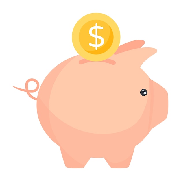 A flat icon design of piggy savings 