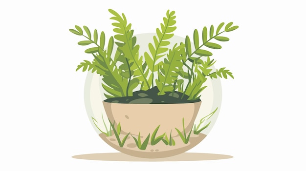 Vector flat icon of ferns plant button for terrarium decor