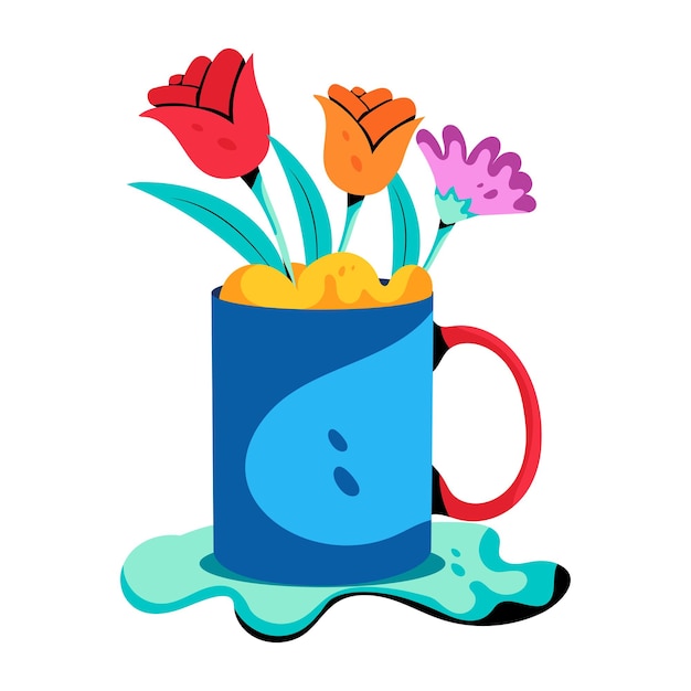 A flat icon of garden flowers