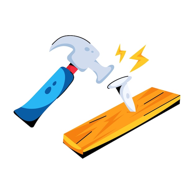 A flat icon of hammer work