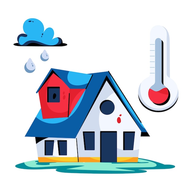 A flat icon of rain house