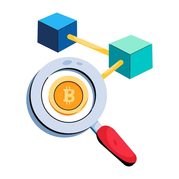 A flat icon of search bitcoin