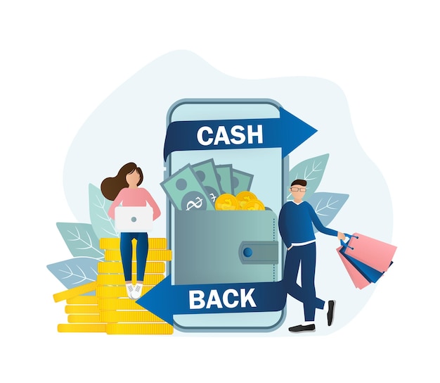 Flat icon with cash back people