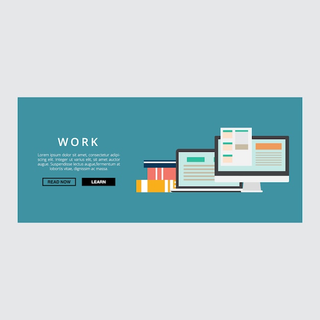 Flat Icon Working Element Banner Template