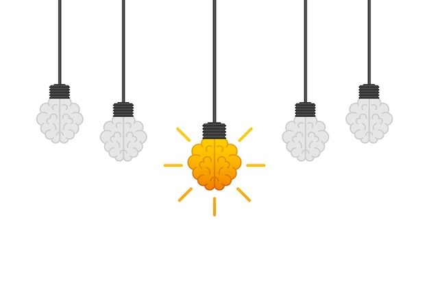 Vector flat idea for concept design. lightbulb icon. idea, solution, business, strategy concept. vector stock illustration