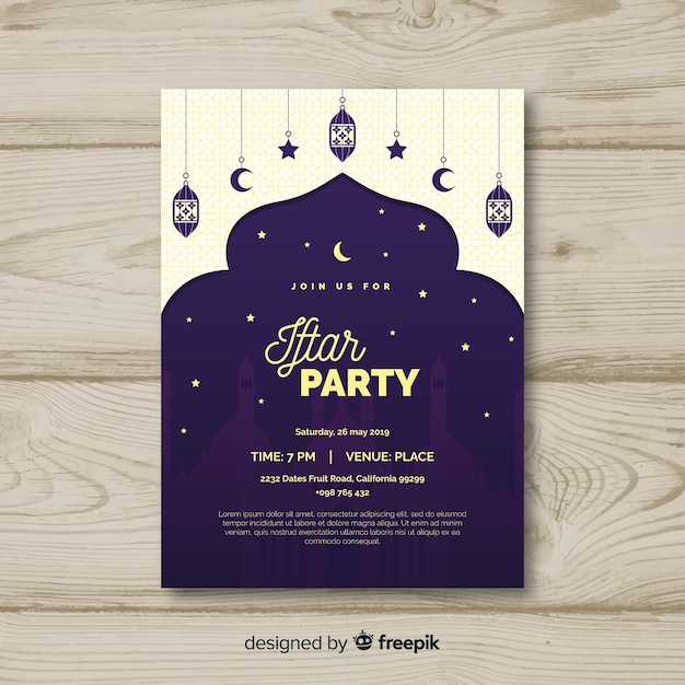 Vector flat iftar invitation