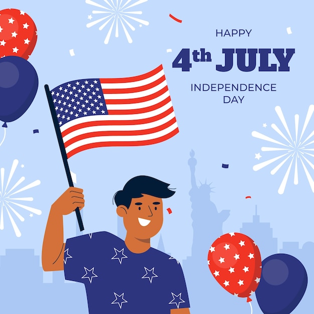 Flat illustration for american 4th of july celebration