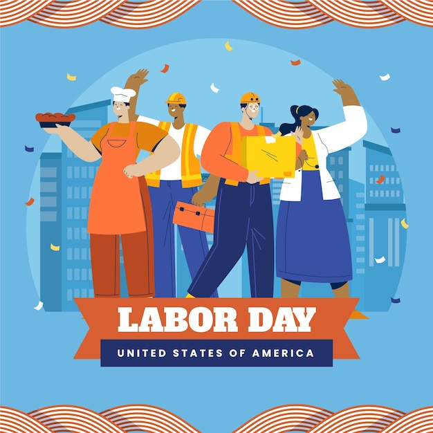 Vector flat illustration for american labor day celebration